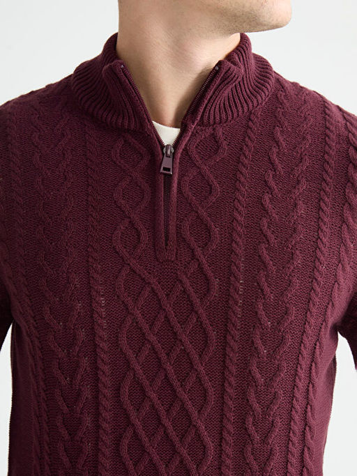 Fermuarl? Dik Yaka Erkek Triko Kazak