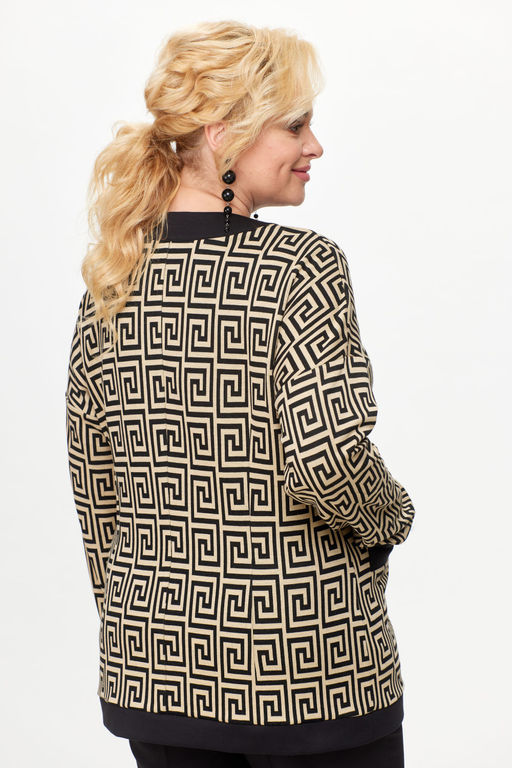 Кардиган Элль стиль 2229/2 черный/бежевый  фото 4