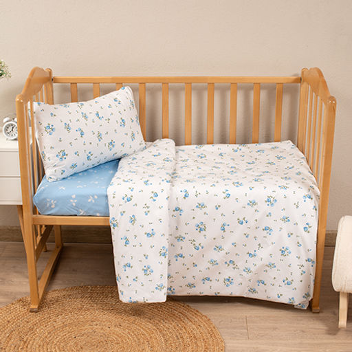 КПБ детский Simple life, поплин, Мильфлёр (голубой) ВБ Пододеяльник 112х147; простыня 150x190;наволочка 40х60 (1шт) Ясельный - Традиция фото 2
