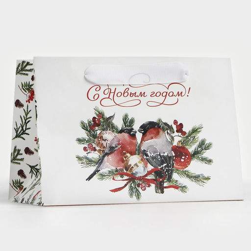 Пакет подарочный с широким дном Снегири, 20 14 13.2 см - Дарите счастье фото 9