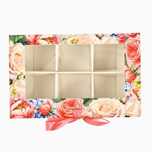 Цена за 5 шт. Коробка под 6 конфет с ячейками «Подарок» 14.8 х 9.5 х 3.5 см