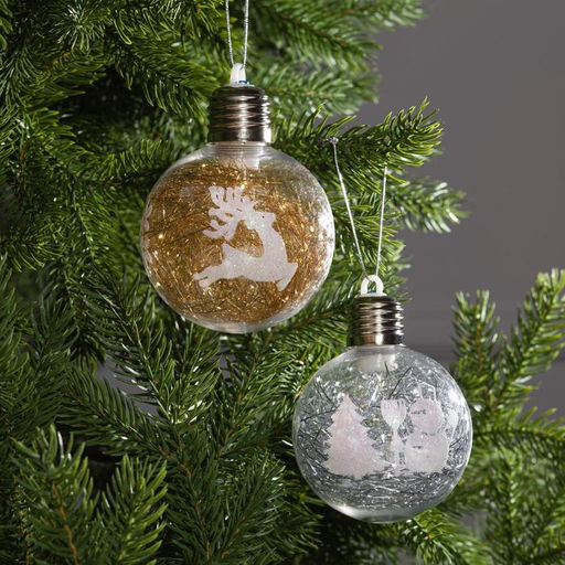 Набор ёлочных шаров Ледяные узоры, 2 шт, d=8 см, 1 LED, от батареек, свечение RGB - Luazon lighting фото 2