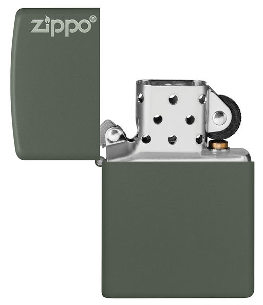 Зажигалка ZIPPO Логотип с зеленым матовым покрытием | Logo Green Matte 221ZL  фото 4