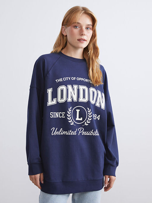 London Bask?l? Oversize Kad?n Sweatshirt Tunik