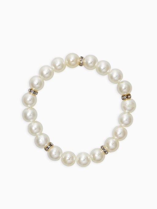 Цена за 2 шт. Набор детский «Выбражулька» 2 предмета: бусы, браслет, жемчуг стразы, цвет белый