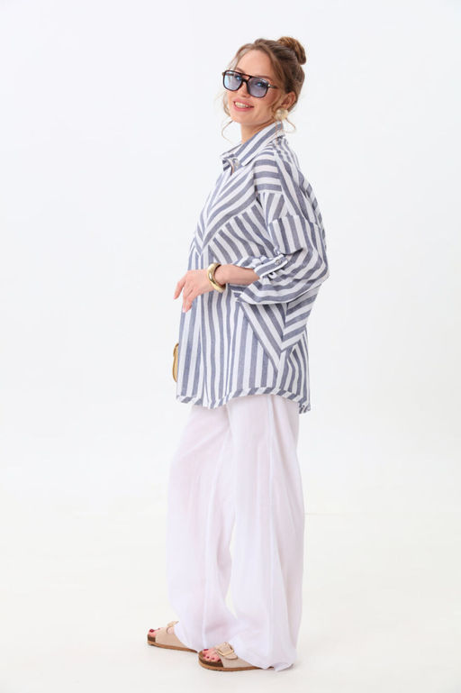 Костюм NIKVA н961-3 молоко+сине-белые полосы  фото 5