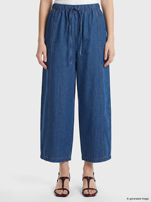 Beli Lastikli Barrel Fit Kad?n Jean Pantolon
