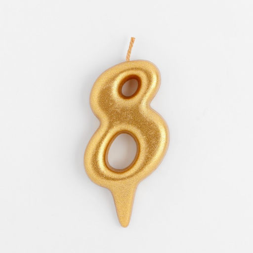 Цена за 4 шт. Свеча для торта цифра «Овал» золотая 8, большая, 5.5 см