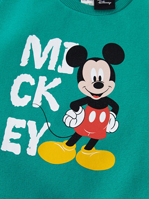 Bisiklet Yaka Uzun Kollu Mickey Mouse Bask?l? Erkek Bebek Sweatshirt ve E?ofman Alt 2li Tak?m - Waikiki фото 3