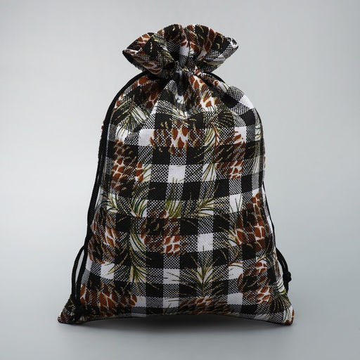 Цена за 5 шт. Мешочек подарочный холща «Новогодняя клетка», 16×24 см ± 1.5 см