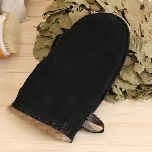 Рукавица банная из овчины, черная - Simaland фото 2