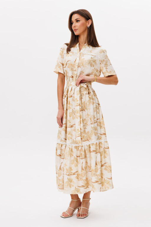 Платье Lars Style 1101 молочно-бежевый принт