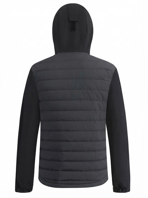 Куртка мужская гибридная стёганая с капюшоном с графеновой подкладкой черного цвета 9627_1Ch