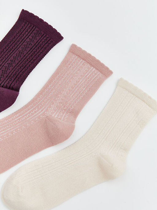 Kendinden Desenli Kad?n Soket ?orap 5li Paket