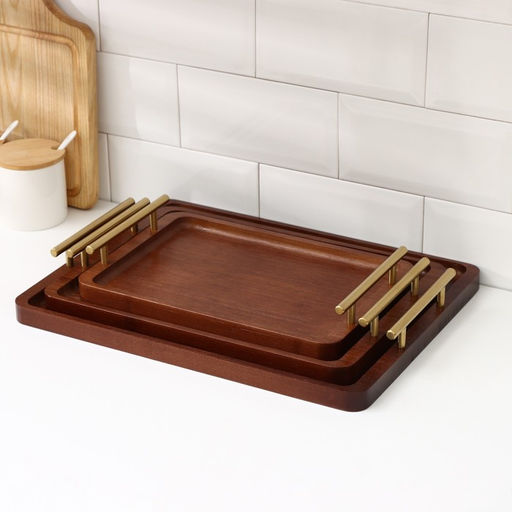 Подносы с ручками Magistro Garona, набор 3 шт., бамбук