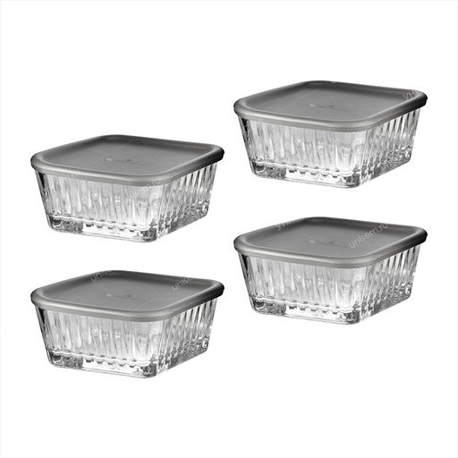 Набор из 4-х салатников FREZYA 225мл 98*98мм с крышкой