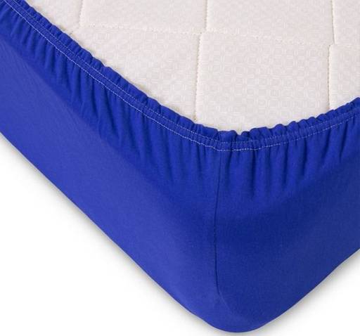 Трикотажная простыня на резинке (синяя) 200*200 см. хлопок 100% - Лен поволжья фото 2