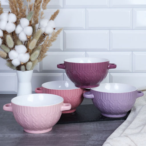 Супница с ручками 4 штуки на подставке / 20110-1 /уп 6/ Косичка - Галеонтрейд фото 3