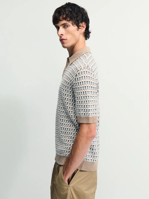 Вязаный джемпер поло с контрастным воротником / Zarina  фото 7