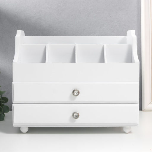 Шкатулка дерево для украшений и косметики 2 выдвижных ящика белая 26х16,5х21,7 см - Simaland фото 2