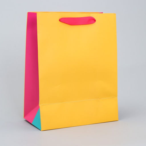 Пакет подарочный трёхцветный Жёлтый-розовый-голубой, MS 18 х 23 х 10 см - Дарите счастье фото 3