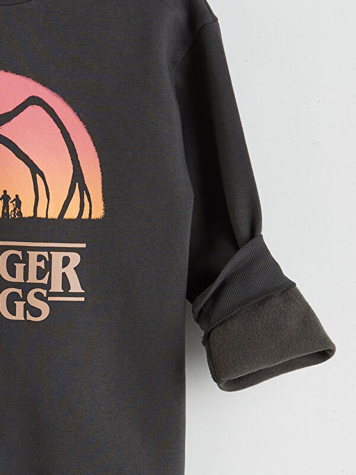 Stranger Things Bask?l? Erkek ?ocuk Kal?n Sweatshirt