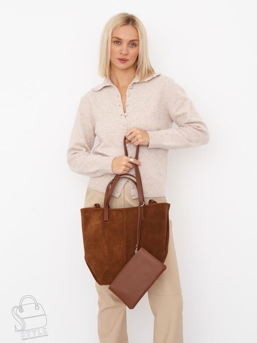 Сумка женская кожаная 2403YF brown Polina&Eiterou