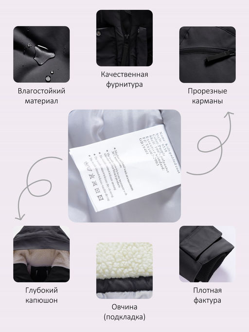 Парка зимняя подростковая для девочки с капюшоном черного цвета 9538Ch - Mtforce фото 6