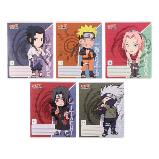Цена за 20 шт. Тетрадь 12 листов в линию Naruto, обложка мелованный картон, ВД-лак, блок офсет, МИКС