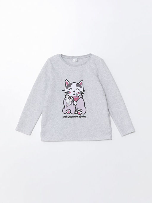 Bisiklet Yaka Polar K?z ?ocuk Pijama Tak?m?