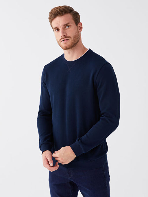 Bisiklet Yaka Uzun Kollu Erkek Sweatshirt