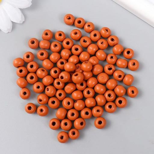 Бусины для творчества дерево Кирпично красный d-0,8 см, набор 20 гр - Арт узор фото 2