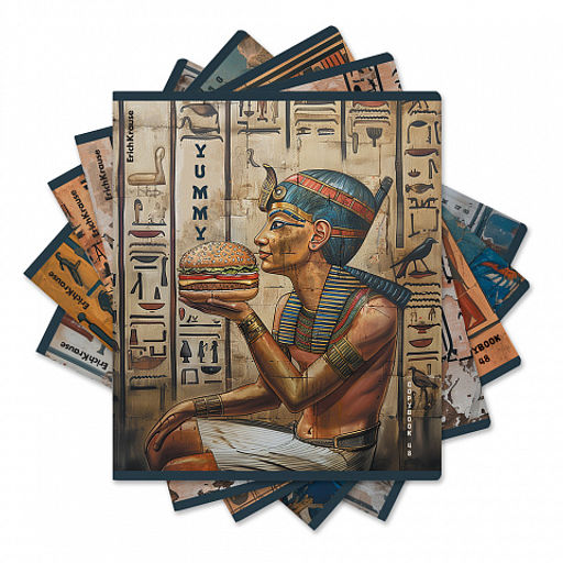 Цена за 5 шт. Тетрадь общая ученическая ErichKrause Newgypt, 48 листов, клетка, матовая ламинация+выборочный УФ-лак_MIX-PACK