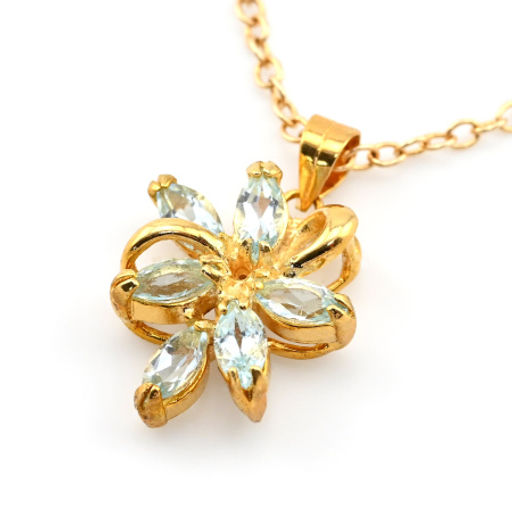 Кулон позолота "Цветок" голубой топаз