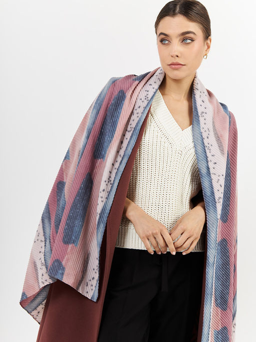 Большой, мягкий, тонкий и очень нежный двусторонний палантин с рисунком - Tantino фото 3