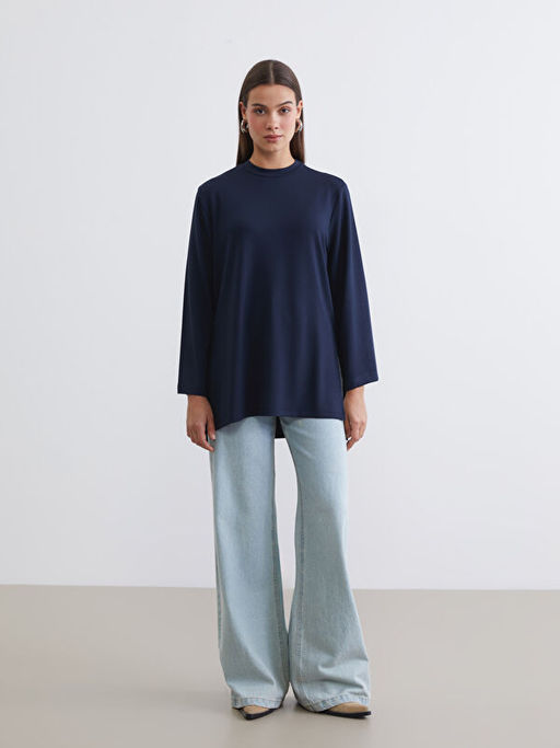 Bisiklet Yaka Oversize Kad?n Sweatshirt Tunik