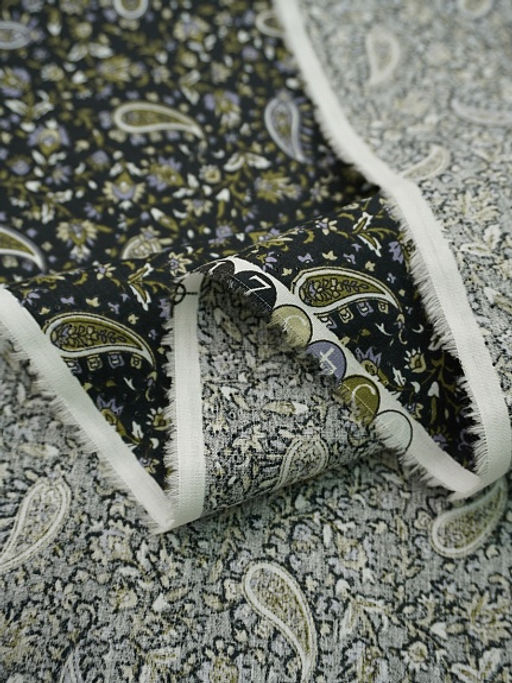 Импорт. хлопок Восточный бутон цв.черный, ш.1.5м, хлопок-100%, 100гр/м.кв - Купава фото 5