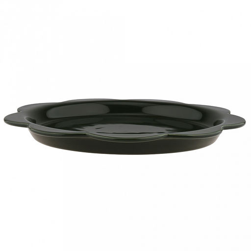 "Садовая фантазия" Тарелка мелкая фарфоровая д265мм, h27мм, волнистый край, темно-зеленый, в коробке (Китай)