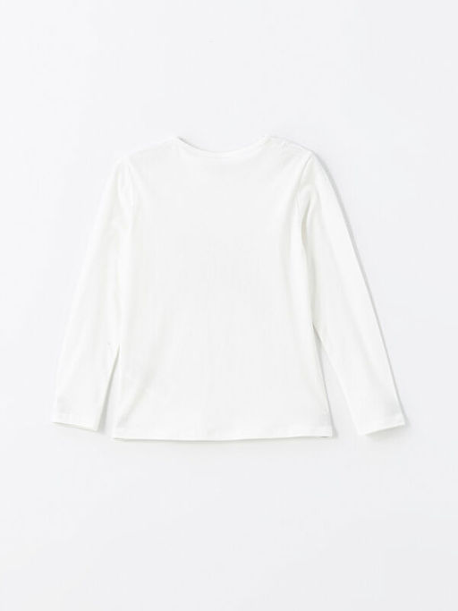 Bisiklet Yaka Bask?l? Uzun Kollu K?z ?ocuk Ti??rt - Waikiki фото 3