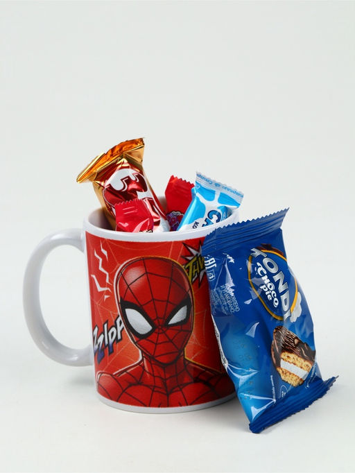 Детский сладкий новогодний подарок Человек-паук, конфеты 150 г, кружка керамическая