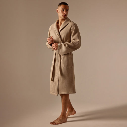 Халат вафельный мужской SL HOME: Basic «Саббиа», размер XL, хлопок 100%, коричневый