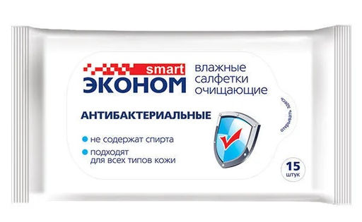 Салфетки влажные Эконом Smart №15 Антибактер./ Ромашка/Лимон, арт. 30026, 30027, 30028