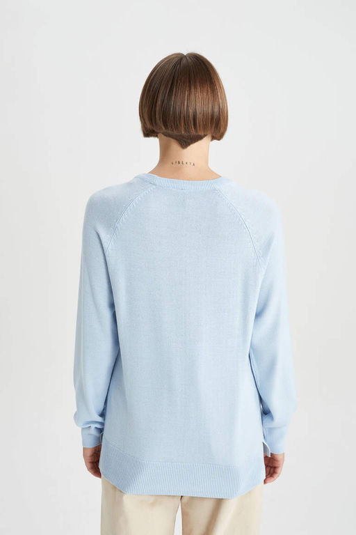 Свитер Relax Fit с круглым вырезом - Defacto фото 6