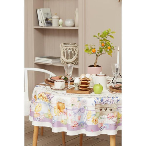 Скатерть Этель Spring easter d=149 см +/-3см, 100% хл, саржа 190 гр/м2  фото 2