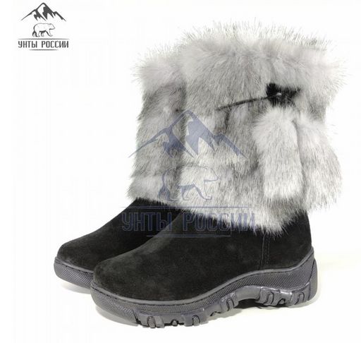 Детские унты, голубая норка, литая подошва