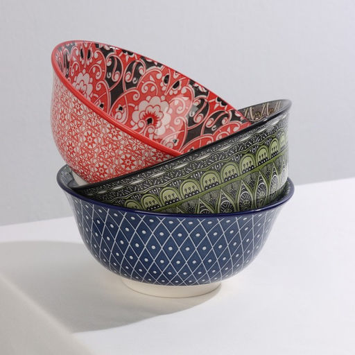 Салатник керамический Доляна Джавлон, 600 мл, d=14,5 см, цвет красный  фото 6