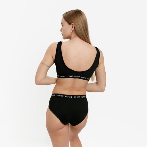 Комплект женский (топ,трусы), цвет чёрный, размер ONE SIZE (42-48)