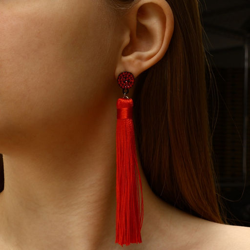 Серьги «Кисти» гармония, цвет красный, L кисти 8.5 см