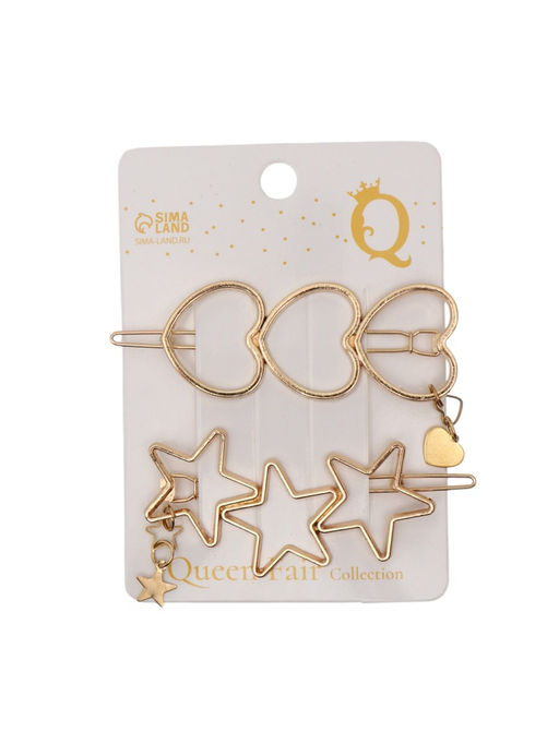 Цена за 3 шт. Невидимка для волос "Джастин" (набор 2 шт) 7 см, золото