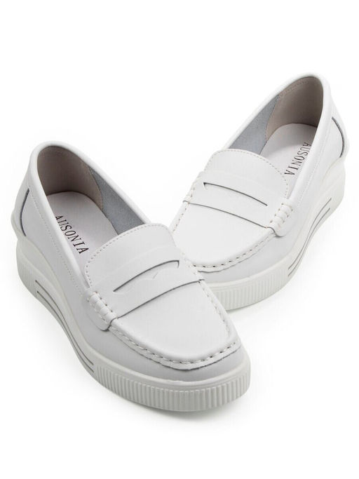 03-YD122-3 WHITE Лоферы женские (натуральная кожа)